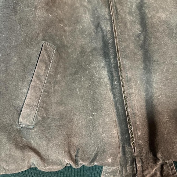 Vintage Green Leather Suede Full Zip Up Jacket Size Mens Medium - Picture 6 of 7